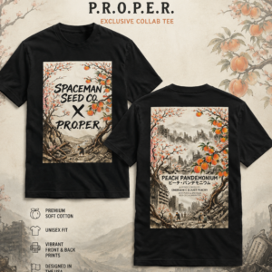 Large Peach Pandemonium T Shirt Black